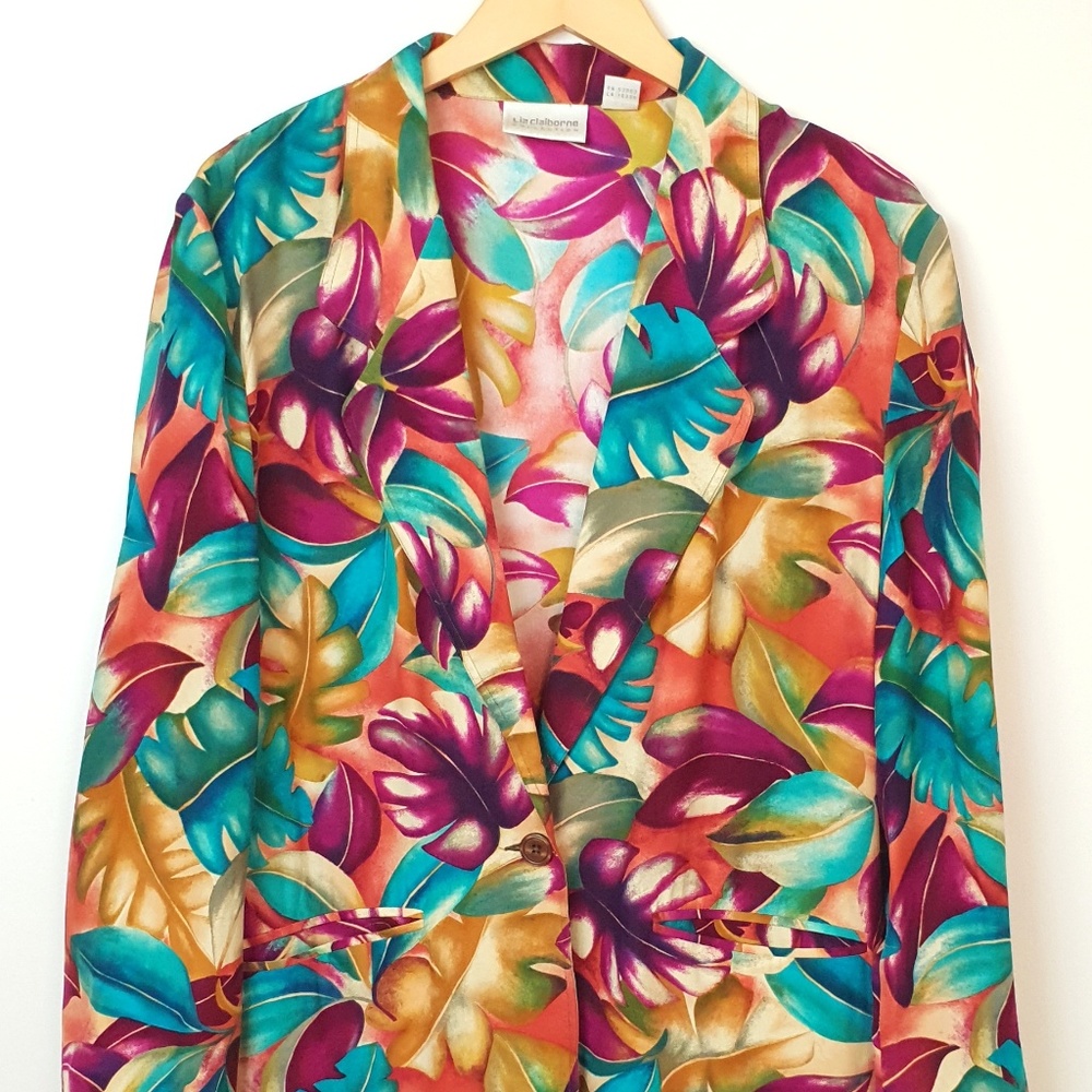 90's Vintage  Blazer Palm Leaf Over Sized Look